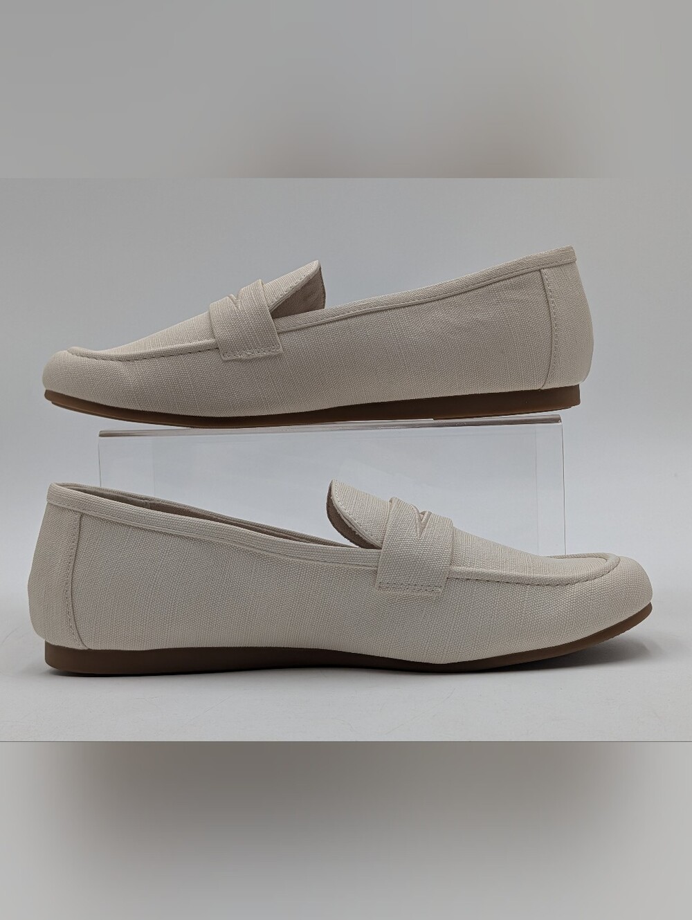 Kensie Womens Sz 10 EU 41 Yelena Canvas Penny Loafer Flat Slip-On Cream Shoe - Picture 8 of 17